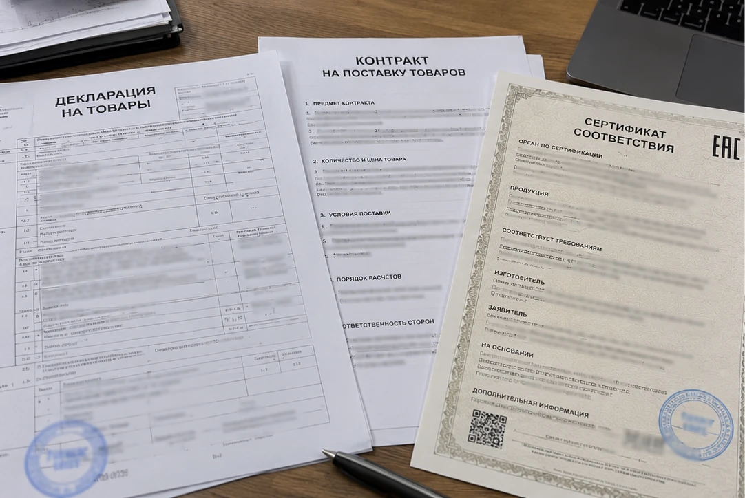 Декларация на товары, контракт и сертификат соответствия